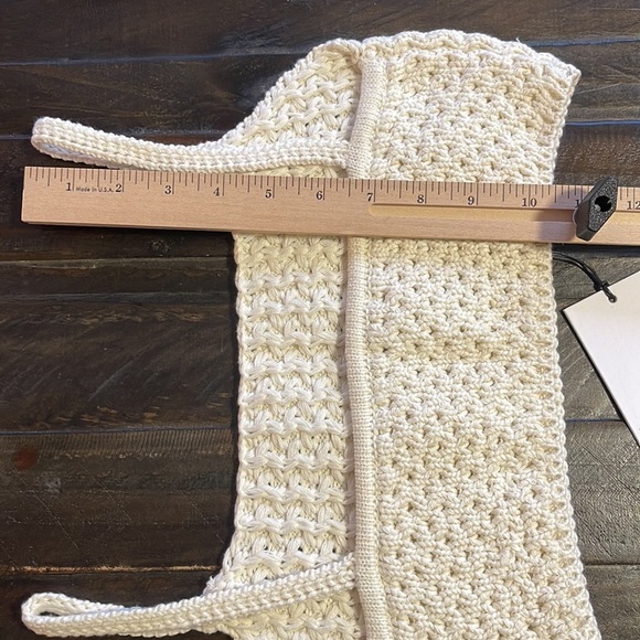 Lusana Anthropologie Knitted Kaia Crochet Cropped Bra Top Cream Size Medium NWT - Picture 6 of 6